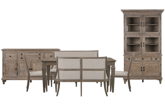 Magnussen - Lancaster Dovetail Grey Extendable Rectangular Dining Table 2 Upholstered Benches And 2 Side Chairs Server And Dining Cabinet - D4352-20-KIT94 view 1