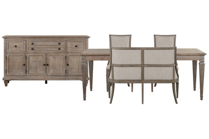 Magnussen - Lancaster Dovetail Grey Extendable Rectangular Dining Table With 2 Arm Chairs Upholstered Bench And Buffet - D4352-20-KIT58 view 1