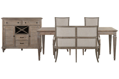 Magnussen - Lancaster Dovetail Grey Extendable Rectangular Dining Table With 2 Arm Chairs Upholstered Bench And Server - D4352-20-KIT57 view 1