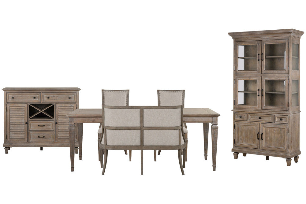 Magnussen - Lancaster Dovetail Grey Extendable Rectangular Dining Table With 2 Arm Chairs Upholstered Bench Server And Dining Cabinet - D4352-20-KIT59 view 1