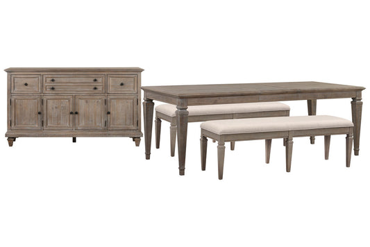 Magnussen - Lancaster Dovetail Grey Extendable Rectangular Dining Table With 2 Benches And Buffet - D4352-20-KIT73 view 1
