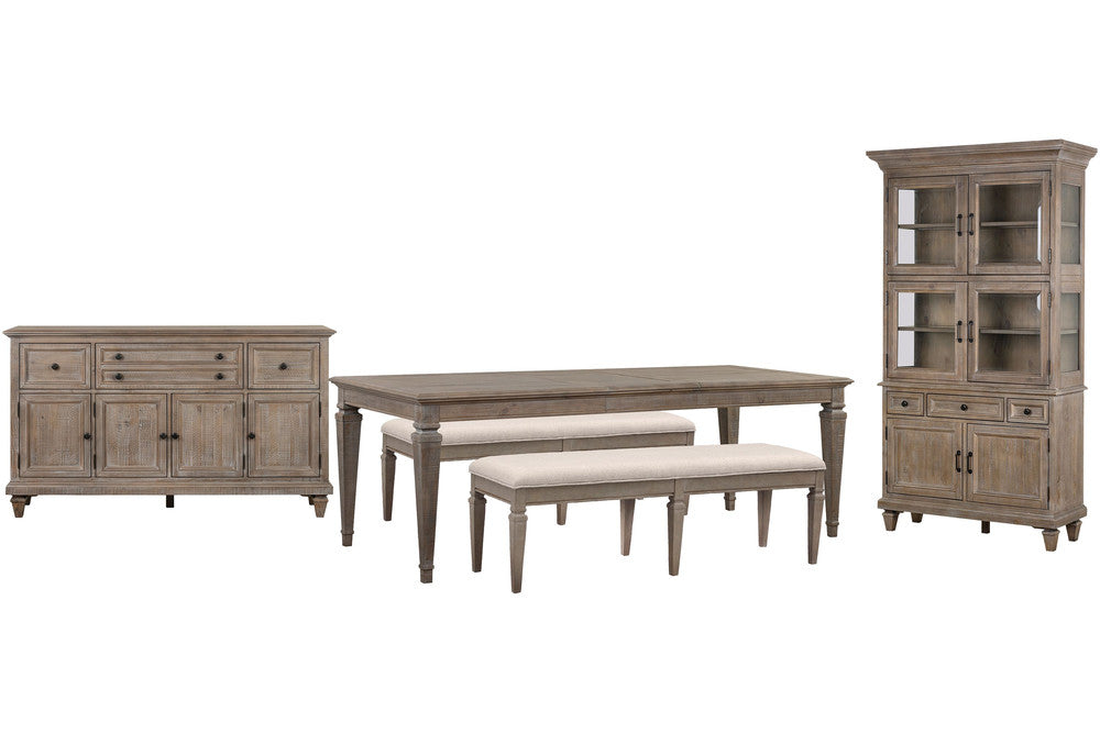 Magnussen - Lancaster Dovetail Grey Extendable Rectangular Dining Table With 2 Benches Buffet And Dining Cabinet - D4352-20-KIT75 view 1
