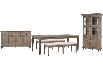 Magnussen - Lancaster Dovetail Grey Extendable Rectangular Dining Table With 2 Benches Buffet And Dining Cabinet - D4352-20-KIT75 view 1