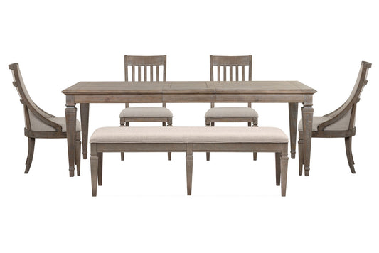Magnussen - Lancaster Dovetail Grey Extendable Rectangular Dining Table With 2 Side Chairs 2 Host Chairs And Bench - D4352-20-KIT66 view 1