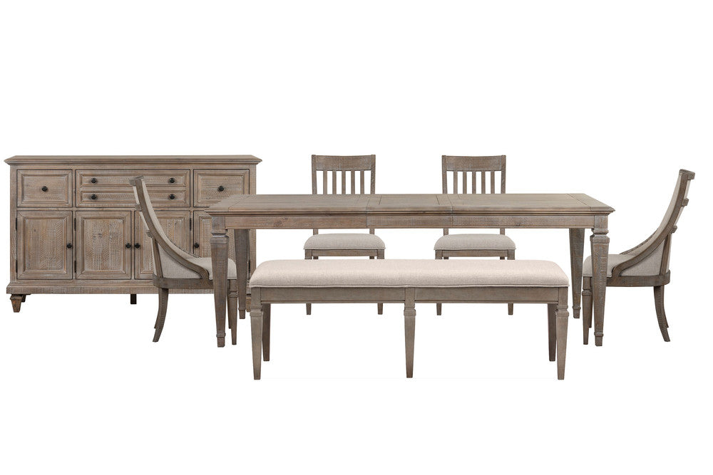 Magnussen - Lancaster Dovetail Grey Extendable Rectangular Dining Table With 2 Side Chairs 2 Host Chairs Bench And Buffet - D4352-20-KIT68 view 1