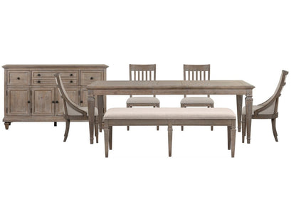 Magnussen - Lancaster Dovetail Grey Extendable Rectangular Dining Table With 2 Side Chairs 2 Host Chairs Bench And Buffet - D4352-20-KIT68 view 1