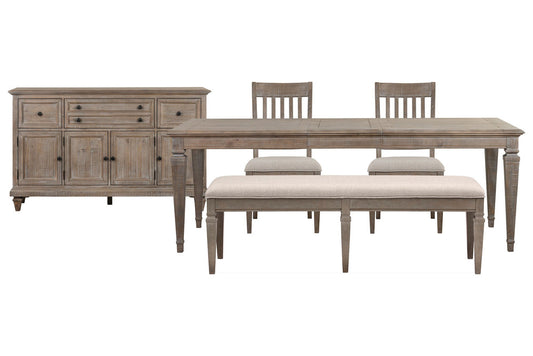Magnussen - Lancaster Dovetail Grey Extendable Rectangular Dining Table With 2 Side Chairs Bench And Buffet - D4352-20-KIT48 view 1