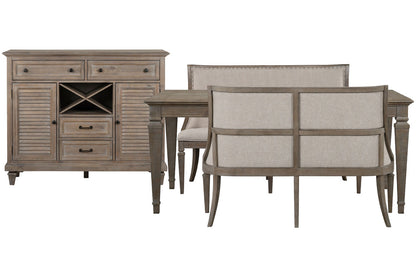 Magnussen - Lancaster Dovetail Grey Extendable Rectangular Dining Table With 2 Upholstered Benches And Server - D4352-20-KIT87 view 1