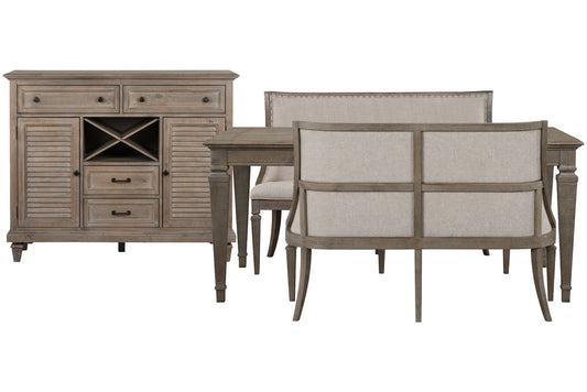 Magnussen - Lancaster Dovetail Grey Extendable Rectangular Dining Table With 2 Upholstered Benches And Server - D4352-20-KIT87 view 1