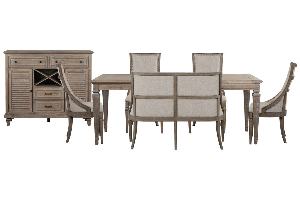 Magnussen - Lancaster Dovetail Grey Extendable Rectangular Dining Table With 4 Arm Chairs Upholstered Bench And Server - D4352-20-KIT62 view 1