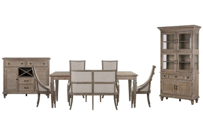 Magnussen - Lancaster Dovetail Grey Extendable Rectangular Dining Table With 4 Arm Chairs Upholstered Bench Server And Dining Cabinet - D4352-20-KIT64 view 1