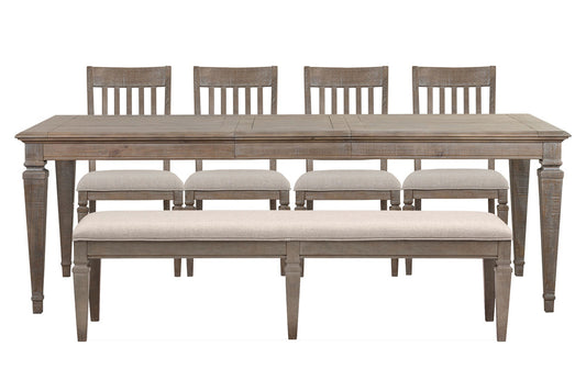 Magnussen - Lancaster Dovetail Grey Extendable Rectangular Dining Table With 4 Side Chairs And Bench - D4352-20-KIT51 view 1