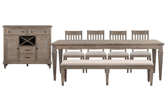 Magnussen - Lancaster Dovetail Grey Extendable Rectangular Dining Table With 4 Side Chairs Bench And Server - D4352-20-KIT52 view 1
