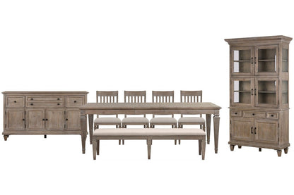 Magnussen - Lancaster Dovetail Grey Extendable Rectangular Dining Table With 4 Side Chairs Bench Buffet And Dining Cabinet - D4352-20-KIT55 view 1
