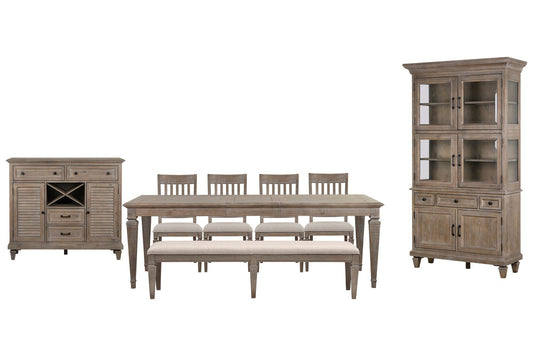Magnussen - Lancaster Dovetail Grey Extendable Rectangular Dining Table With 4 Side Chairs Bench Server And Dining Cabinet - D4352-20-KIT54 view 1