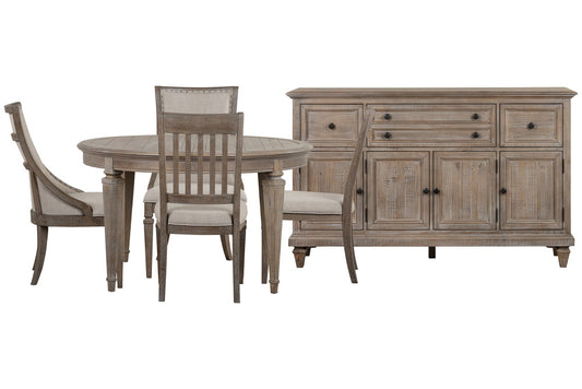 Magnussen - Lancaster Dovetail Grey Extendable Round Dining Table With 2 Side Chairs 2 Arm Chairs And Buffet - D4352-25-KIT13 view 1