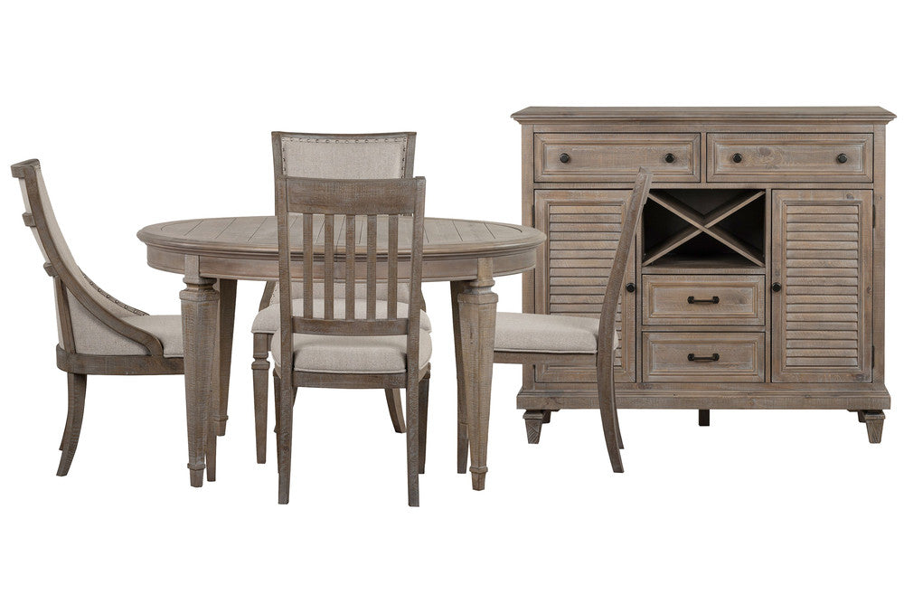 Magnussen - Lancaster Dovetail Grey Extendable Round Dining Table With 2 Side Chairs 2 Arm Chairs And Server - D4352-25-KIT12 view 1