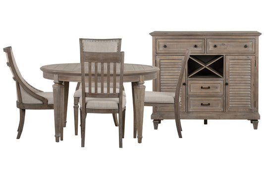 Magnussen - Lancaster Dovetail Grey Extendable Round Dining Table With 2 Side Chairs 2 Arm Chairs And Server - D4352-25-KIT12 view 1