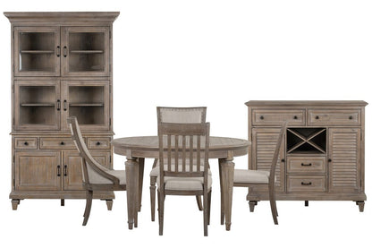 Magnussen - Lancaster Dovetail Grey Extendable Round Dining Table With 2 Side Chairs 2 Arm Chairs Server And Dining Cabinet - D4352-25-KIT14 view 1