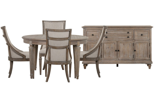 Magnussen - Lancaster Dovetail Grey Extendable Round Dining Table With 4 Arm Chairs And Buffet - D4352-25-KIT8 view 1