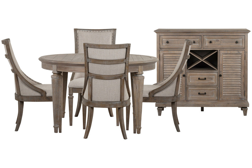 Magnussen - Lancaster Dovetail Grey Extendable Round Dining Table With 4 Arm Chairs And Server - D4352-25-KIT7 view 1
