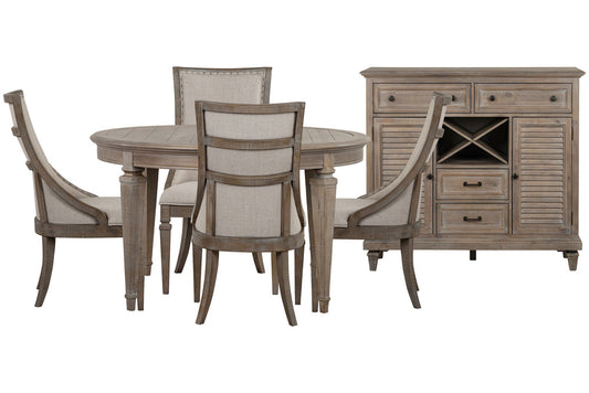 Magnussen - Lancaster Dovetail Grey Extendable Round Dining Table With 4 Arm Chairs And Server - D4352-25-KIT7 view 1