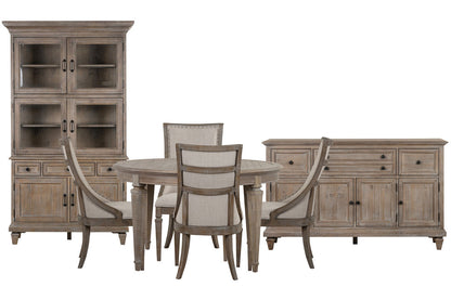 Magnussen - Lancaster Dovetail Grey Extendable Round Dining Table With 4 Arm Chairs Buffet And Dining Cabinet - D4352-25-KIT10 view 1