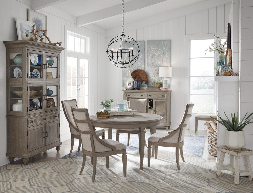 Magnussen - Lancaster Dovetail Grey Extendable Round Dining Table With 4 Arm Chairs Buffet And Dining Cabinet - D4352-25-KIT10 view 10