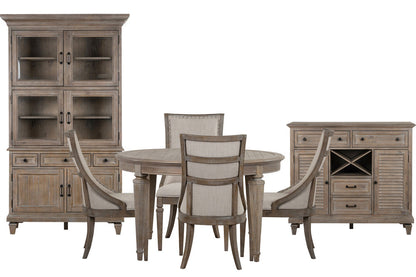 Magnussen - Lancaster Dovetail Grey Extendable Round Dining Table With 4 Arm Chairs Server And Dining Cabinet - D4352-25-KIT9 view 1