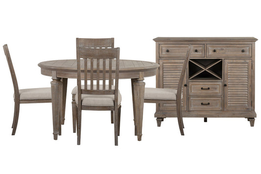 Magnussen - Lancaster Dovetail Grey Extendable Round Dining Table With 4 Side Chairs And Server - D4352-25-KIT2 view 1