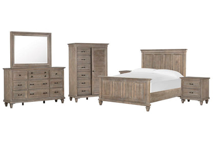 Magnussen - Lancaster Dovetail Grey Queen Panel Bed 2 Nighstands Drawer Dresser With Landscape Mirror And Gentleman'S Chest - B4352-54-KIT6 view 1