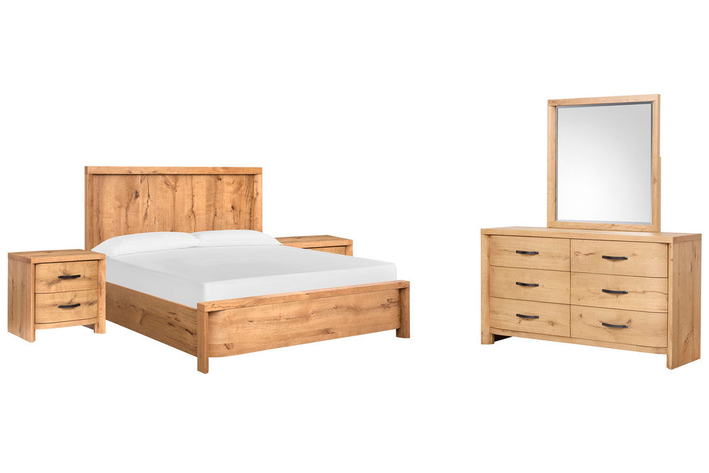 Magnussen - Laramie Honey Wheat California King Panel Bed 2 Nightstands And Double Drawer Dresser With Landscape Mirror - B6433-74-KIT4 view 1