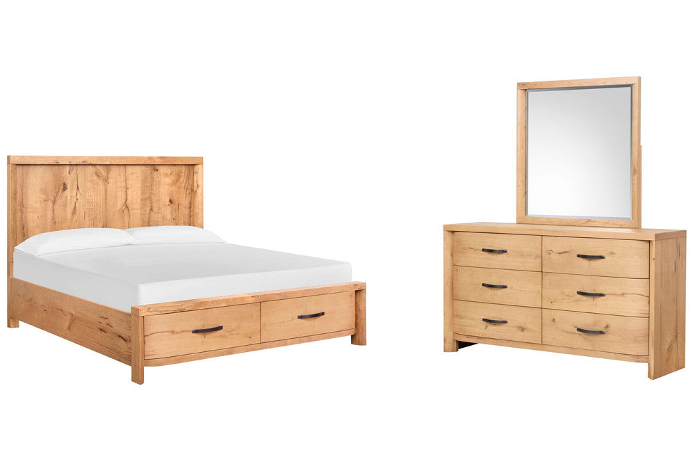 Magnussen - Laramie Honey Wheat California King Panel Storage Bed And Double Drawer Dresser With Landscape Mirror - B6433-74A-KIT3 view 1