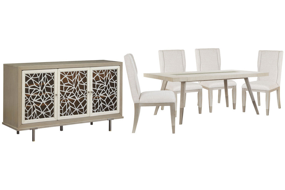 Magnussen - Lenox Acadia White Extendable Rectangular Dining Table With 4 Host Chairs And Server - D5490-20-KIT2 view 1