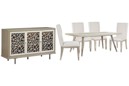 Magnussen - Lenox Acadia White Extendable Rectangular Dining Table With 4 Host Chairs And Server - D5490-20-KIT2 view 1