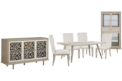 Magnussen - Lenox Acadia White Extendable Rectangular Dining Table With 4 Host Chairs Server And Display Cabinet - D5490-20-KIT3 view 1