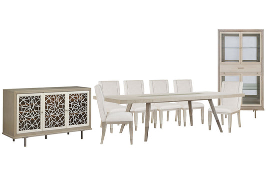 Magnussen - Lenox Acadia White Extendable Rectangular Dining Table With 6 Host Chairs Server And Display Cabinet - D5490-20-KIT6 view 1