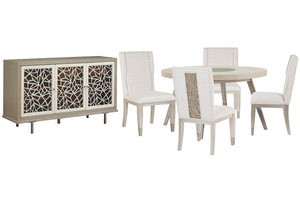 Magnussen - Lenox Acadia White Round Dining Table With 4 Host Chairs And Server - D5490-24-KIT2 view 1
