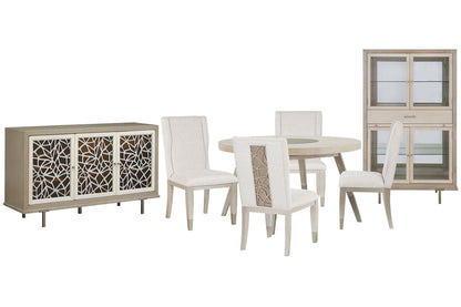 Magnussen - Lenox Acadia White Round Dining Table With 4 Host Chairs Server And Display Cabinet - D5490-24-KIT3 view 1