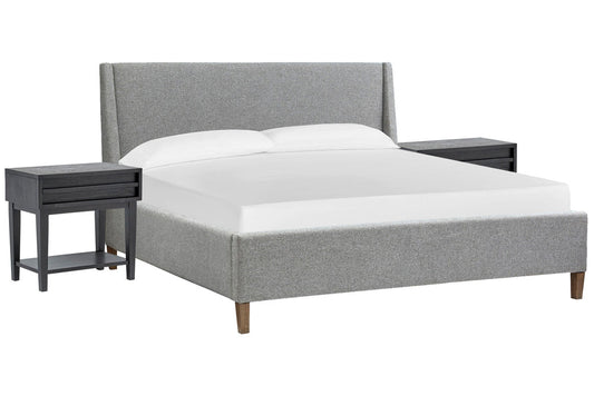 Magnussen - Lindon Belgian Wheat And Coffee Bean King Grey Upholstered Island Bed With 2 Open Nightstands - B5570-60G-KIT7 view 1