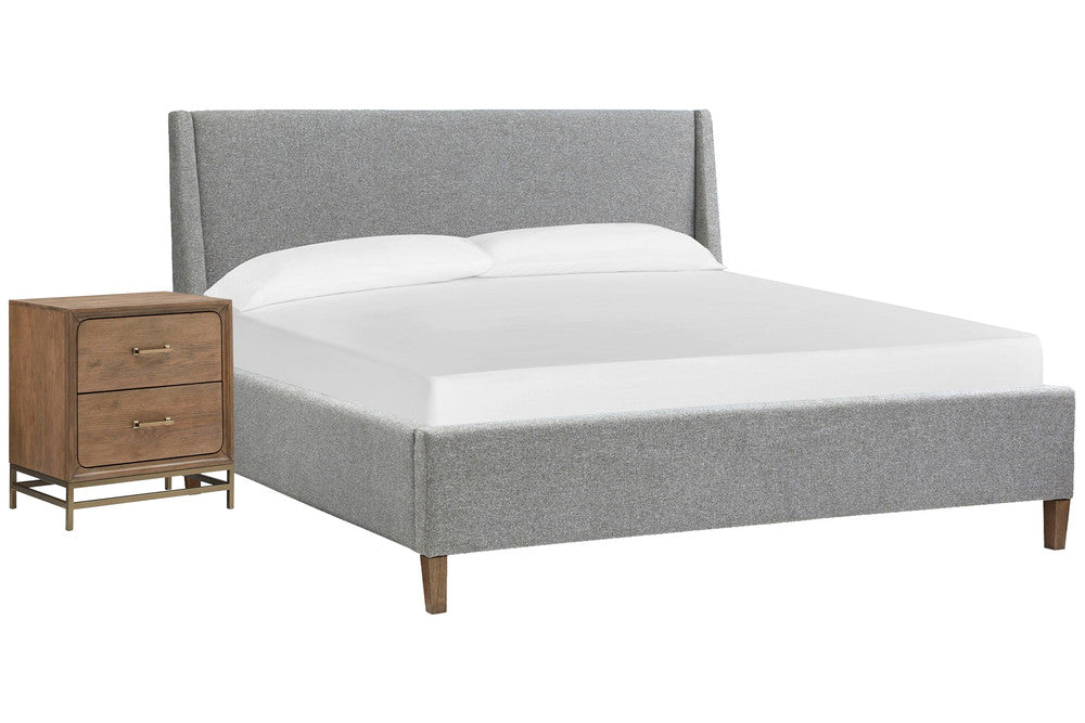 Magnussen - Lindon Belgian Wheat And Coffee Bean King Grey Upholstered Island Bed With Nightstand - B5570-60G-KIT1 view 1