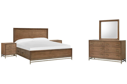 Magnussen - Lindon Belgian Wheat And Coffee Bean King Panel Storage Bed 2 Nightstands And Drawer Dresser With Landscape Mirror - B5570-64A-KIT4 view 1