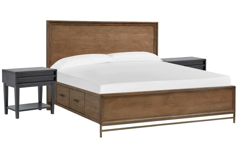 Magnussen - Lindon Belgian Wheat And Coffee Bean King Panel Storage Bed With 2 Open Nightstands - B5570-64A-KIT7 view 1