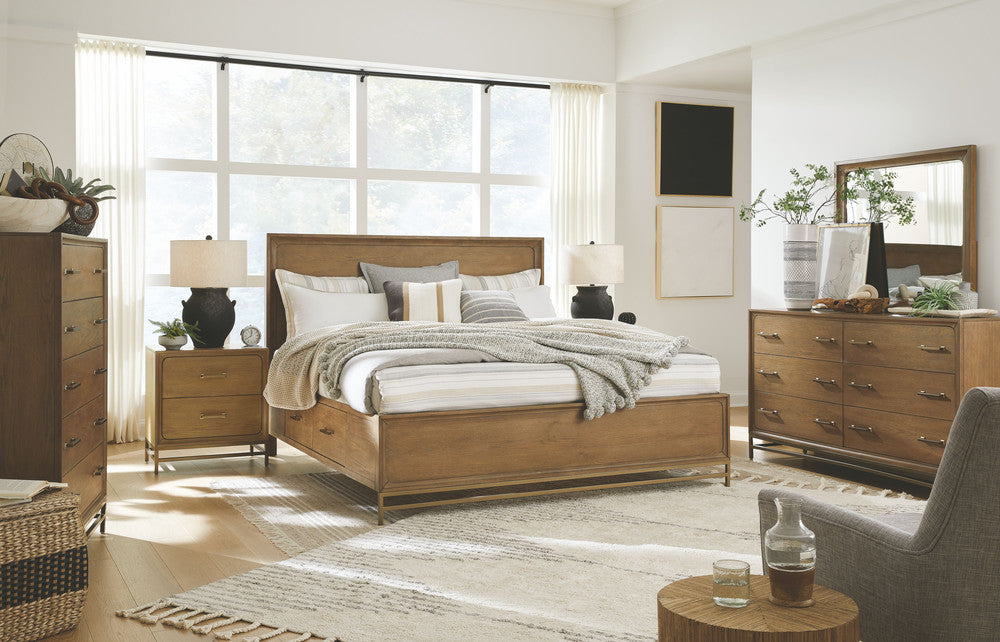 Magnussen - Lindon Belgian Wheat And Coffee Bean King Panel Storage Bed With 2 Open Nightstands - B5570-64A-KIT7 view 9