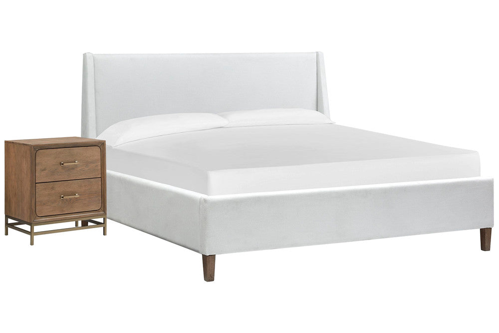 Magnussen - Lindon Belgian Wheat And Coffee Bean King White Upholstered Island Bed With Nightstand - B5570-60W-KIT1 view 1