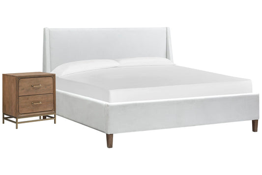 Magnussen - Lindon Belgian Wheat And Coffee Bean King White Upholstered Island Bed With Nightstand - B5570-60W-KIT1 view 1