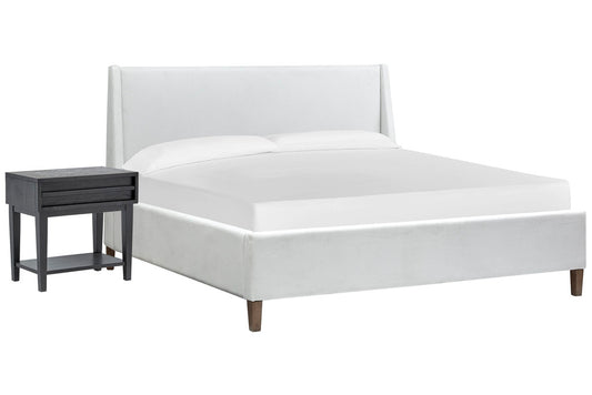 Magnussen - Lindon Belgian Wheat And Coffee Bean King White Upholstered Island Bed With Open Nightstand - B5570-60W-KIT6 view 1