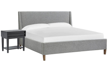 Magnussen - Lindon Belgian Wheat And Coffee Bean Queen Grey Upholstered Island Bed With Open Nightstand - B5570-50G-KIT6 view 1