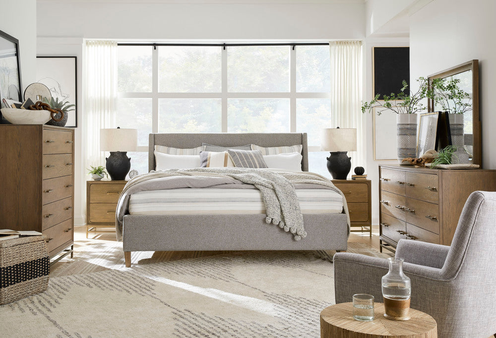 Magnussen - Lindon Belgian Wheat And Coffee Bean Queen Grey Upholstered Island Bed With Open Nightstand - B5570-50G-KIT6 view 9