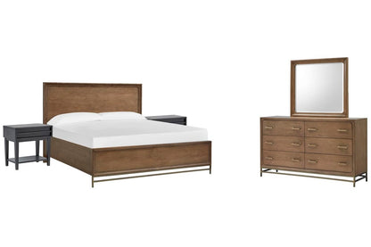 Magnussen - Lindon Belgian Wheat And Coffee Bean Queen Panel Bed 2 Open Nightstands And Drawer Dresser With Landscape Mirror - B5570-54-KIT8 view 1